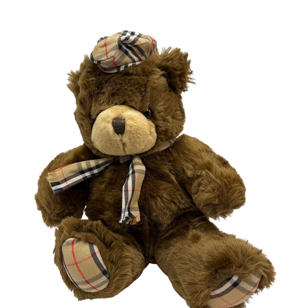 Vintage‎ Burberry "The Thomas Bear" 12" Plush Stuffed Animal Nova Check Brown
